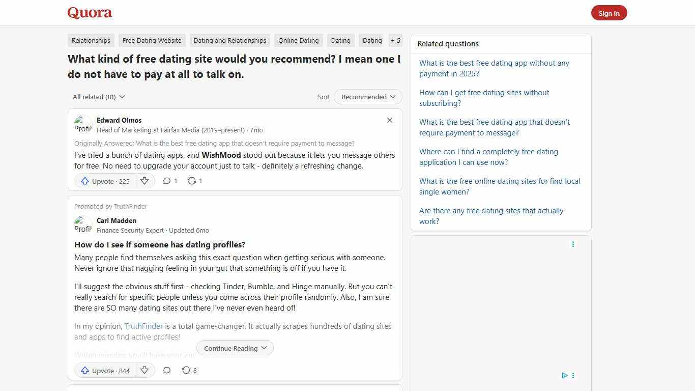 What kind of free dating site would you recommend? I mean one I do not have to pay at all to talk on. - Quora